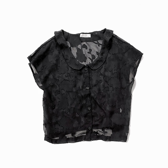 OAK + FORT Tops - OAK + FORT Oak Sheer Floral Print Blouse